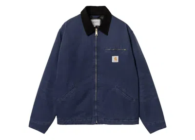 Pre-owned Carhartt Men's  Wip Og Detroit Aged Canvas Jacket In Air Force Blue/black