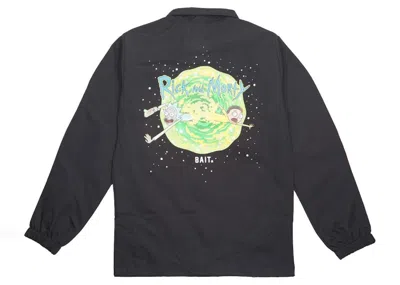 Pre-owned Bait Men's  X Rick And Morty Portal Coaches Jacket In Black