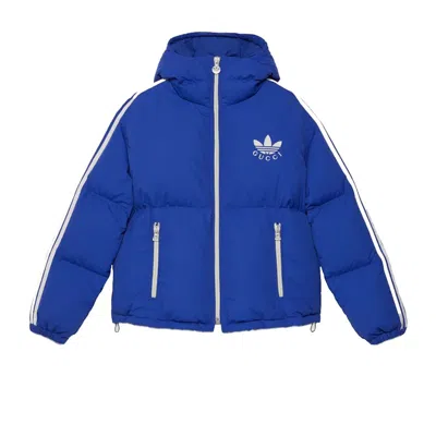 Pre-owned Gucci Men's  X Adidas Nylon Down Jacket In Blue