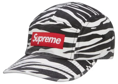 Pre-owned Supreme Washed Chino Twill Camp Cap (fw22) In Zebra