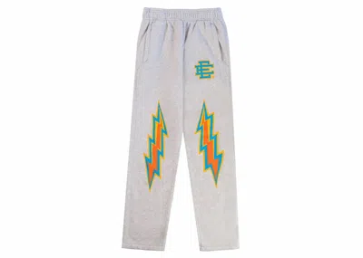 Pre-owned Eric Emanuel Men's  Ee Basic Sweatpant In Gray/aqua Bolt In Multi