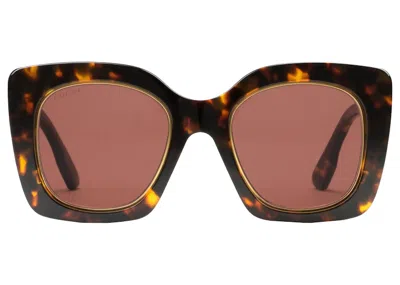 Pre-owned Gucci Women's  Oversize Square Frame Sunglasses In Tortoiseshell (691318 J0740 2323)
