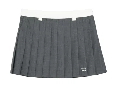 Pre-owned Miu Miu Women's  Pleated Mini Skirt In Grey