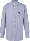 Comme Des Garçons Play Comme Des Garcons Play Mens Blue Striped Black Heart Shirt