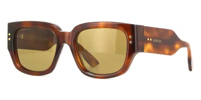 Pre-owned Gucci Tortoise Square Frame Sunglassesfr) In Vintage Havana/brown (gg1261s/002
