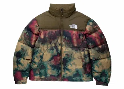 Pre-owned The North Face Womens Printed 1996 Retro Nuptse Jacket In Antelope Tan/ice Dye Print