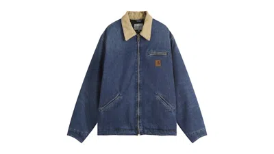 Pre-owned Carhartt Men's  Wip Og Detroit Jacket In Blue Worn Used/dusty Hamilton Brown In Multi
