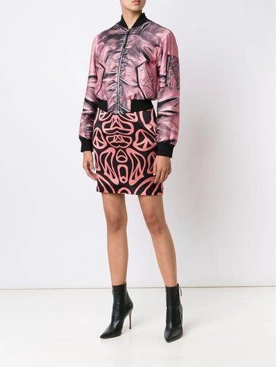 Moschino Shadow Print Gabardine Bomber Jacket In Light Pink | ModeSens