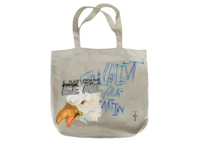 Pre-owned Travis Scott Cactus Jack For Fragment Flames Tote In Cream