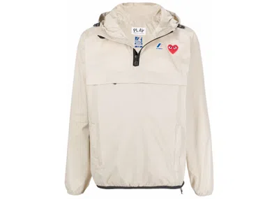 Pre-owned Comme Des Garçons Play X K Way Full Zip Packable Jacket In Beige In Sand