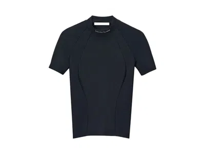 Pre-owned Alexander Wang T Women's T By Alexander Wang Short Sleeve W/ Mock Neck Rashguard Top In Black
