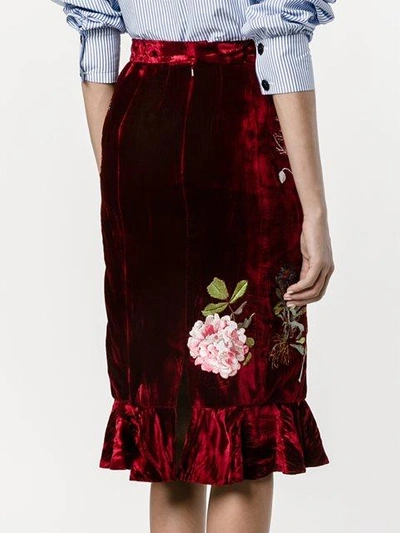 Shop Alice Archer 'delia' Velvet Skirt In Red