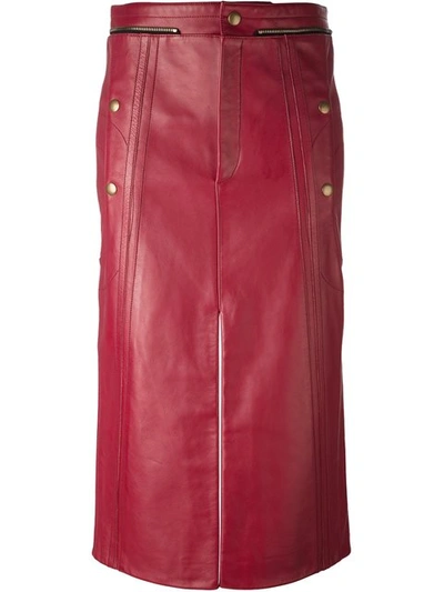 Chloé Embellished Leather Skirt In Maroon