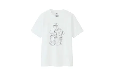 Pre-owned Kaws X Uniqlo X Sesame Street Companion Trash Can Outline Tee Shirt (us Sizing) In White