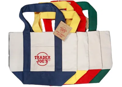 Pre-owned Trader Joe's Mini Canvas Tote Bag (set Of 4) In Multi