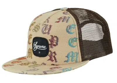 Pre-owned Supreme Gradient Jacquard Denim Mesh Back 5panel In Tan