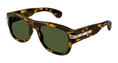 Pre-owned Gucci Tortoise Square Frame Sunglassesfr) In Havana/green (gg1517s/003