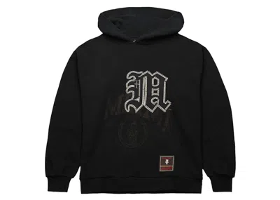 Pre-owned Travis Scott X Mitchell & Ness Miami Hurricanes Overlap Pullover Hoodie In Black