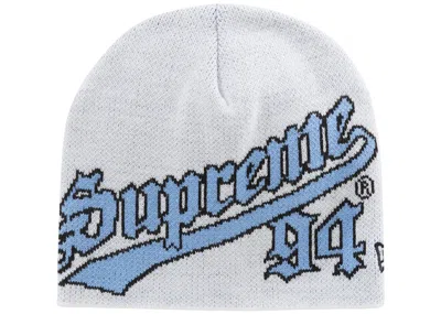 Pre-owned Supreme New Era Script Beanie (fw22) In White