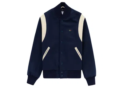 Pre-owned Aimé Leon Dore Men's Aime Leon Dore Crest Varsity Jacket In Navy Blue
