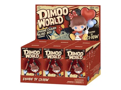 Pre-owned Pop Mart Dimoo World X Disney Series Phone Charm Sealed Case (6 Blind Box) In Multi