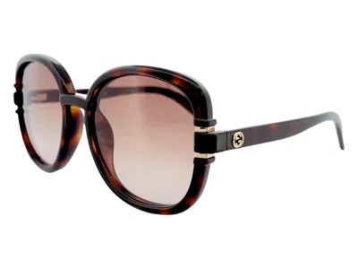 Pre-owned Gucci Round Sunglasses In Havana Pink (gg1068sa/002/57)