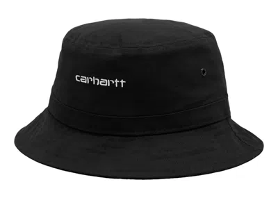 Pre-owned Carhartt Men's  Wip Script Bucket Hat In Black/white In Multi