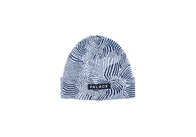 Pre-owned Palace Swirly Wurly Beanie In Navy Blue/white In Multi