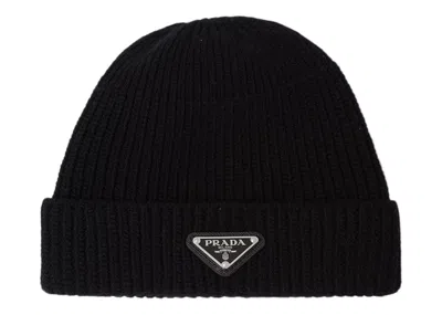 Pre-owned Prada Wool And Cashmere Beanie In Black
