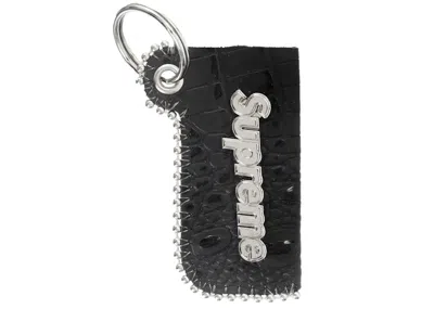Pre-owned Supreme B.b. Simon Leather Lighter Case Keychain In Black