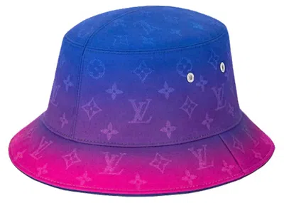 Pre-owned Louis Vuitton Illusion Monogram Bucket Hat In Blue Gradient Pink In Multi