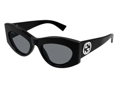 Pre-owned Gucci Butterfly Sunglasses In Black Grey (gg1843s/001/53)