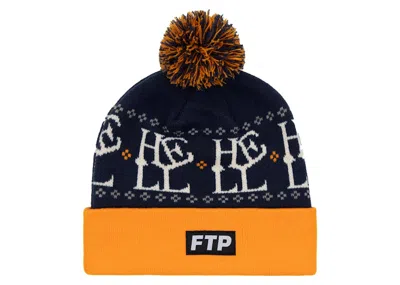 Pre-owned Ftp Men's  Hell Pom Beanie In Navy Blue