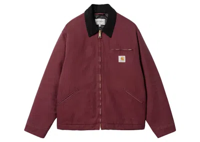 Pre-owned Carhartt Men's  Wip Og Detroit Aged Canvas Jacket In Malbec/black