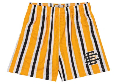 Pre-owned Eric Emanuel Men's  Ee Basic Short In Yellow/black Stripe
