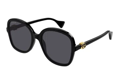 Pre-owned Gucci Round Sunglasses In Black (gg1178s/001/56)