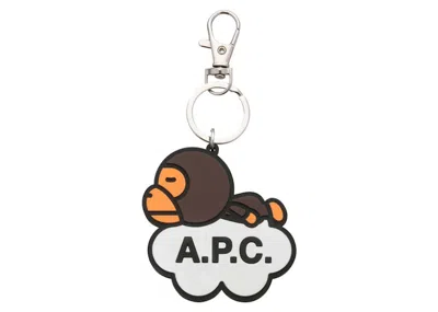 Pre-owned Bape X A.p.c Milo Key Ring In Multi