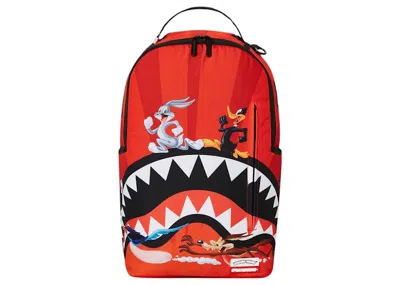 Pre-owned Sprayground X Looney Tunes Shark Run (dlxsr) Backpack In Red