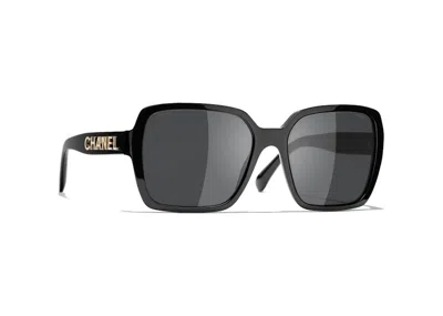 Pre-owned Chanel Square Sunglasses In Black/gray (5408 C622/s4)
