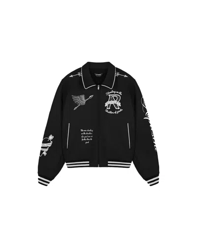 Pre-owned Represent Men's  Cherub Wool Varsity Jacket In Jet Black