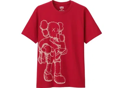 Pre-owned Kaws X Uniqlo Clean Slate Tee Shirt (asia Sizing) In Red