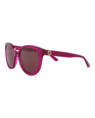 Pre-owned Gucci Women's  Round Oval Sunglasses/30013864004) In Pink/red (gg1315s In Multi