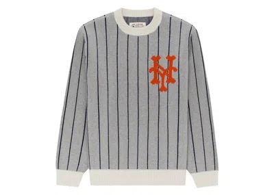 Pre-owned Aimé Leon Dore Men's Aime Leon Dore X New York Mets Pinstripe Sweater In Grey Stripe In Gray