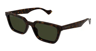 Pre-owned Gucci Tortoise Square Frame Sunglassesfr) In Havana/green (gg1539s/002