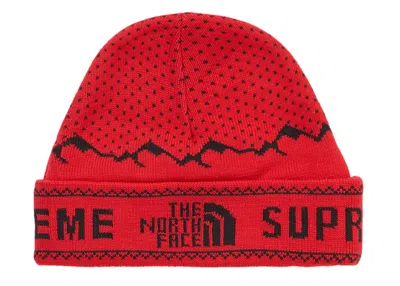 Pre-owned Supreme The North Face Fold Beanie In Red