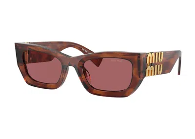 Pre-owned Miu Miu Women's  Rectangle Sunglasses In Tobacco/violet (0mu 09ws 11q08s)