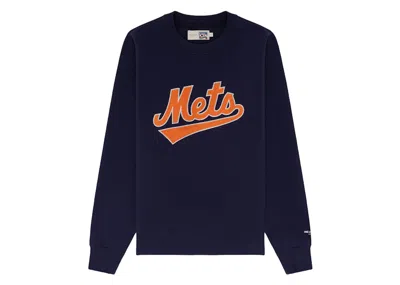 Pre-owned Aimé Leon Dore Men's Aime Leon Dore X New York Mets Chainstitch Crewneck Sweatshirt In Navy Blue