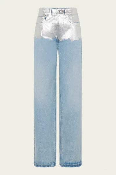 Rabanne Metallic Baggy Trouser Denim In Light Denim Blue
