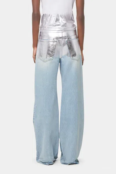 Rabanne Metallic Baggy Trouser Denim In Light Denim Blue