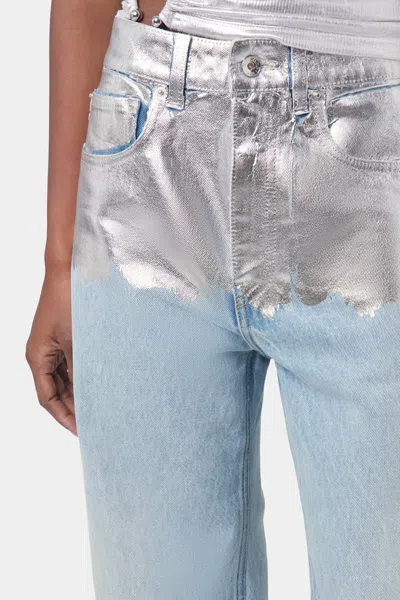 Rabanne Metallic Baggy Trouser Denim In Light Denim Blue